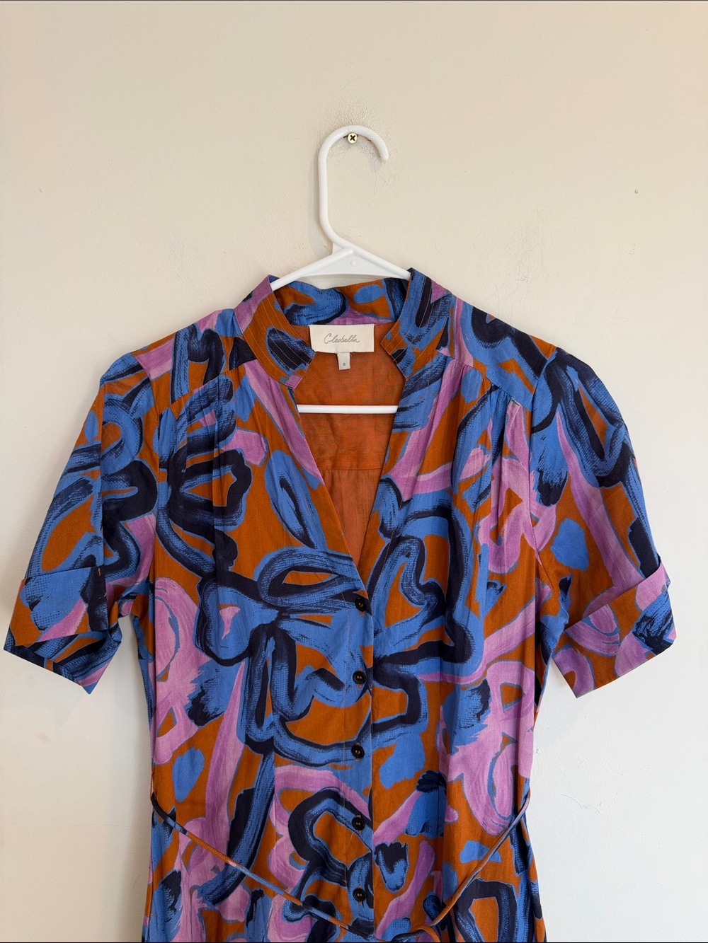 Cleobella Abstract Floral Button-Front Maxi Dress in Pink, Blue & Brown - Picture 5 of 16